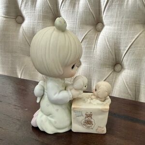 Enesco Cream and Light Pink Porcelain Figurine of Girl with Baby